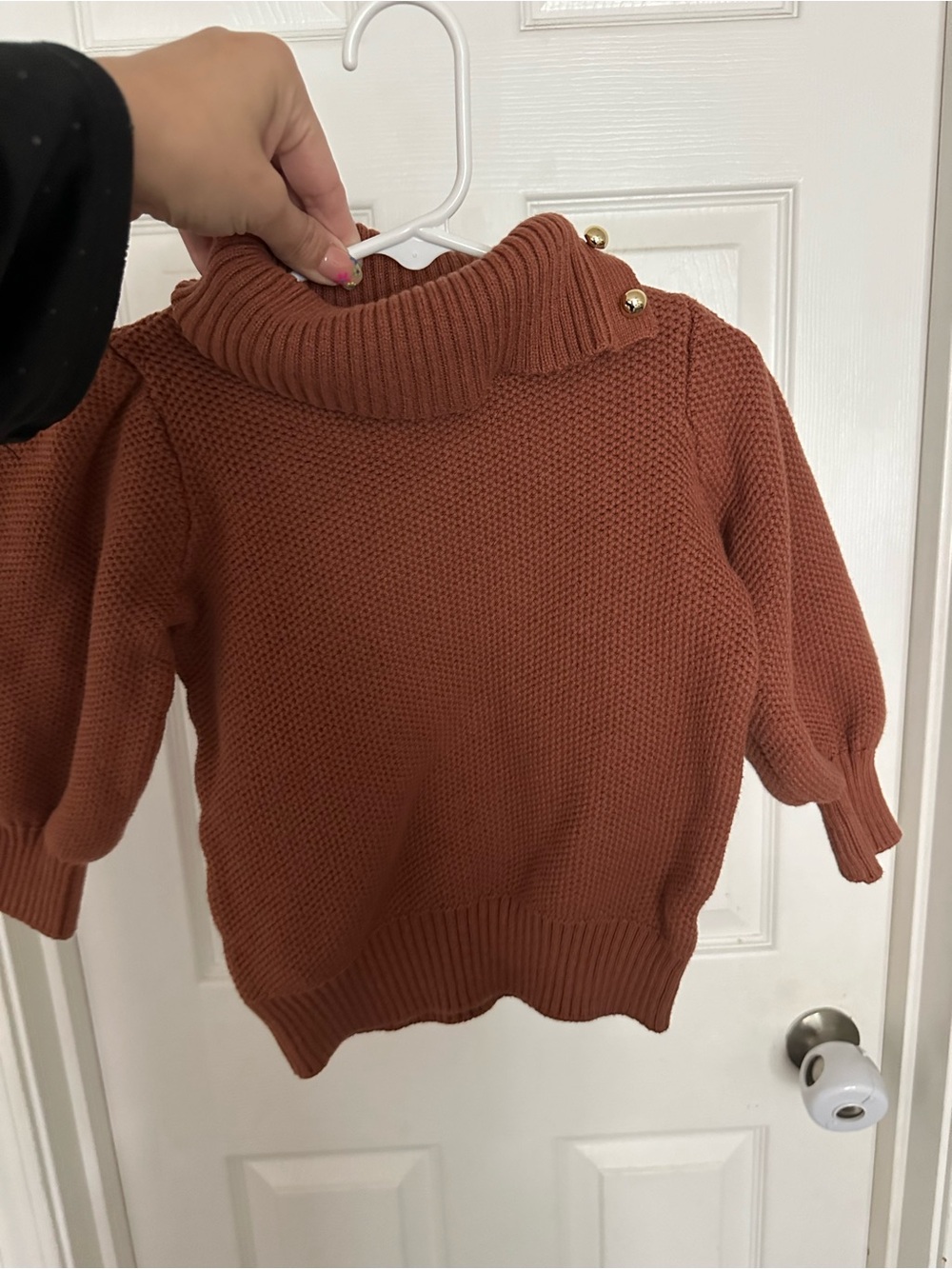 Janie and Jack Rust-Colored Button-Shoulder Turtleneck Sweater